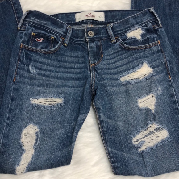 Hollister Denim - Hollister distressed denim straight  jeans sz 25